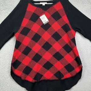 Cotton Country Sweater‎ Womens Large Red Argyle Pullover Ladies NEW